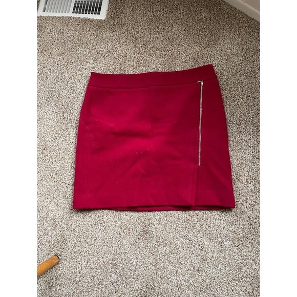 White House Black Market Asymmetrical Wool Mini Skirt  Size 14 Red - Picture 3 of 9